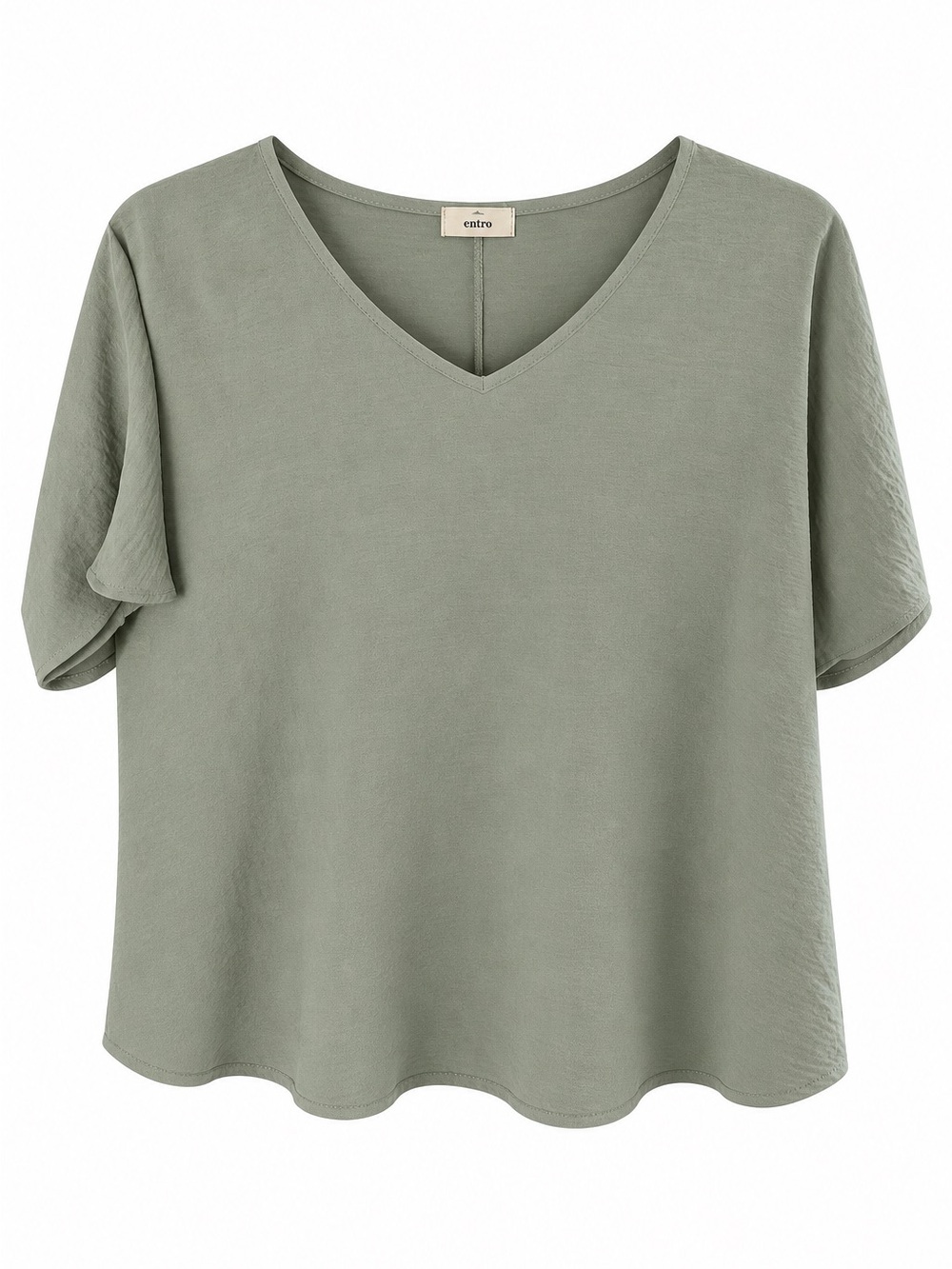entro Sage Green V-Neck Short Sleeve Blouse